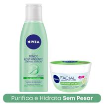 Kit Tonico Adstringente Nivea + Hidratante Em Gel Pepino Acido Hialurônico 100g