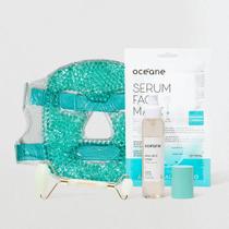 Kit Tônico Facial + Massageador Facial Jade Roller + Máscara Facial de Ácido Hialurônico + Máscara Facial com Esferas em Gel (4 Produtos)