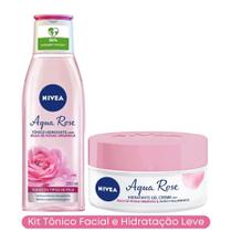 Kit Tônico Hidratante Facial 200ml + Gel Creme Facial com Ácido Hialurônico 50g Nivea Aqua Rose