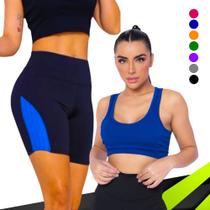 KIT TOP ALÇA MÉDIA bojo + SHORT LEG REDINHA Academia Fitness 650