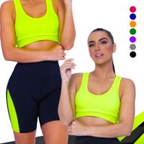 KIT TOP ALÇA MÉDIA bojo + SHORT LEG REDINHA Academia Fitness 650