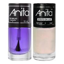 Kit Top Coat Efeito da Luz + Top Brilho 10ml Anita