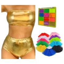 Kit Top_Hot Pants_Saia_MakeNEON_Carnaval - Cores Sortidas - SMACTUDO Kit Top_Hot Pants_Saia_MakeNEON_Carnaval - Cores Sortidas - SMACTUDO
