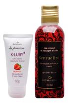 Kit Top Massagem Sensual: K-LUBY Gel Corporal Morango + Óleo de Sensualize Kit Top Massagem Sensual: K-LUBY Gel Corporal Morango + Óleo de Sensualize