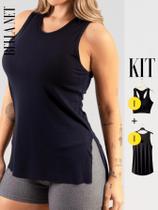 Kit Top Nadador Para Academia + Regata Feminina Cumprida que Cobre o Bumbum