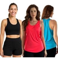 Kit Top Shorts Bolso E 2 Regatas Femininas Nadadora