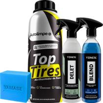 Kit Top TIres AutoLimpe Delet Blend Vonixx Limpeza de Pneus e Borrachas Brilho e Proteção
