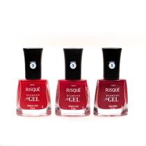 Kit Top Vermelhos Diamond Gel Risqué - 3 esmaltes