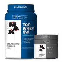 Kit Top Whey 3W Max 900g + Creatina 300g Pura - Max Titanium