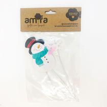 Kit Topo de Bolo Boneco de Neve e Floco de Neve - 14cm - 3 unidades - Amora - Rizzo