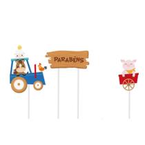Kit Topo de Bolo com Balão Festa Fazendinha - 01 kit - Cromus - Rizzo Kit Topo de Bolo com Balão Festa Fazendinha - 01 kit - Cromus - Rizzo