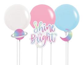 Kit Topo de Bolo com Balão Festa Galaxia - 01 unidade - Cromus - Rizzo