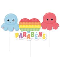 Kit Topo De Bolo Festa Fidget Toys - Cromus - 4 unidades - Rizzo