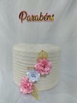 Kit topo para bolo de aniversário Rosa em papel