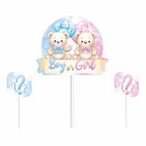 Kit Topper para Bolo Chá Revelação Azul e Rosa Kit Topper para Bolo Chá Revelação Azul e Rosa