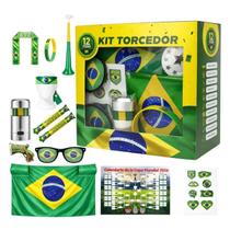 Kit Torcedor Brasil Completo Futebol Estadio Festa 12 itens