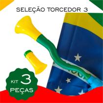 Kit Torcedor Copa - Bandeira, Corneta Nº5 E Cornetinha - Brasileira