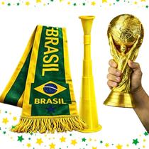 Kit Torcida Brasil Copa Cachecol Helanca + Vuvuzela+taça Hex Kit Torcida Brasil Copa Cachecol Helanca + Vuvuzela+taça Hex