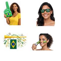 Kit Torcida Brasil Copa Do Mundo Com Vuvuzela Óculos Dedo Espuma E Tinta Facial Kit Torcida Brasil Copa Do Mundo Com Vuvuzela Óculos Dedo Espuma E Tinta Facial