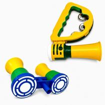 Kit Torcida Brasil Corneta Dupla+Pandeiro Meia lua Copa 2026 Kit Torcida Brasil Corneta Dupla+Pandeiro Meia lua Copa 2026
