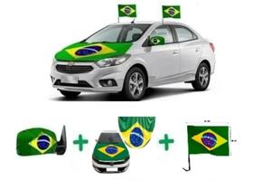 Kit torcida copa do mundo brasil capa retrovisor capo de bandeira vidro Kit torcida copa do mundo brasil capa retrovisor capo de bandeira vidro