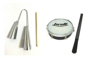 Kit Torelli Agogo Médio Cromado To015 + Tamborim Tt404