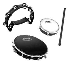 Kit Torelli Pandeiro Black Tamborim e Pandeirola