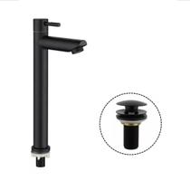 Kit torneira banheiro bica alta luxo +valvula veda cheiro 7/8"