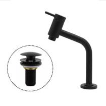 kit torneira banheiro preta 1/4 de volta + valvula click 7/8"