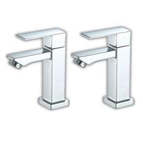 Kit Torneira Banheiro Quadrado Luxo Moderna Metal Prateada