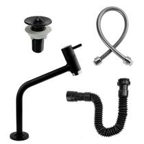 Kit Torneira de Banheiro Lavatório Cuba Link 3040 Metal Preta + Valvula 7/8 + Engate 50 cm + Sifão Black PRETO Cód. 2118 Kit Torneira de Banheiro Lavatório Cuba Link 3040 Metal Preta + Valvula 7/8 + Engate 50 cm + Sifão Black PRETO Cód. 2118