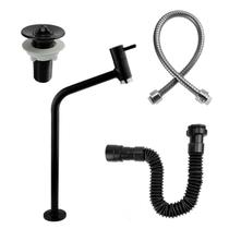 Kit Torneira de Banheiro Lavatório Cuba Link Alta 3060 Metal Preta + Valvula 7/8 + Engate 50 cm + Sifão Black PRETO 2120 Kit Torneira de Banheiro Lavatório Cuba Link Alta 3060 Metal Preta + Valvula 7/8 + Engate 50 cm + Sifão Black PRETO 2120