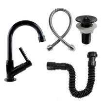 Kit Torneira de Banheiro Lavatório Preta 1198 Abs + Valvula 7/8 + Engate 50 cm + Sifão Black PRETO Cód. 2116 Kit Torneira de Banheiro Lavatório Preta 1198 Abs + Valvula 7/8 + Engate 50 cm + Sifão Black PRETO Cód. 2116