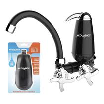 Kit Torneira de Cozinha para Parede com Filtro Acquabios 1006-0093 Preta + 1 Refil Extra 1007-0004