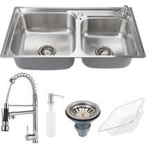 Kit Torneira gourmet e cuba inox potiguara com acessórios para cozinha