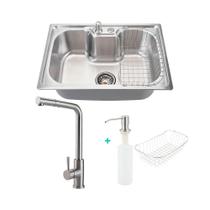 Kit Torneira gourmet Gurupi e cuba inox Carajás com acessórios para cozinha Kit Torneira gourmet Gurupi e cuba inox Carajás com acessórios para cozinha