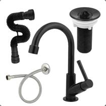 Kit Torneira Lavatório Banheiro Válvula com Sifão e Flexível