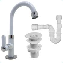 Kit Torneira Lavatório Branco Banheiro Bancada Torneira Válvula Sifão Kit Torneira Lavatório Branco Banheiro Bancada Torneira Válvula Sifão