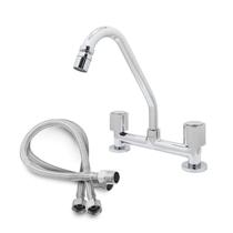 Kit Torneira Misturador para Cozinha C40 e Engate Malha Flexível 60cm