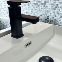 Kit torneira misturador quente fria + valvula ralo click preto em abs banheiro moderno Kit torneira misturador quente fria + valvula ralo click preto em abs banheiro moderno