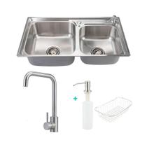 Kit Torneira monocomando Paraíba e cuba inox com acessórios para cozinha