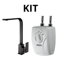 Kit Torneira Monocomando Quadrada 360 Preta + Aquecedor Lorenzetti Versátil 220V
