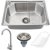 Kit Torneira monocomando Tocantins e cuba inox guarani com acessórios para cozinha