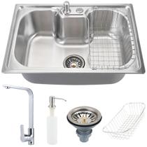 Kit Torneira Tapajós e cuba inox Carajás com acessórios para cozinha