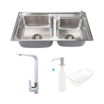 Kit Torneira Tapajós e cuba inox potiguara com acessórios para cozinha