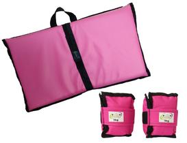 Kit Tornozeleira 3KG Nylon Rosa + Colchonete Dobravel Rosa