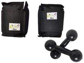 Kit Tornozeleira 4KG Nylon Preto + Halteres 4KG Preto Kit Tornozeleira 4KG Nylon Preto + Halteres 4KG Preto