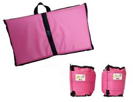 Kit Tornozeleira 5KG Nylon Rosa + Colchonete Dobravel Rosa
