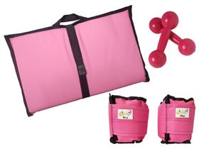 Kit Tornozeleira 5KG Nylon Rosa + Halteres 5KG Rosa + Colchonete Dobravel Rosa Kit Tornozeleira 5KG Nylon Rosa + Halteres 5KG Rosa + Colchonete Dobravel Rosa