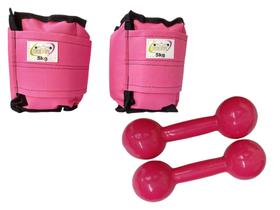 Kit Tornozeleira 5KG Nylon Rosa + Halteres 5KG Rosa Kit Tornozeleira 5KG Nylon Rosa + Halteres 5KG Rosa